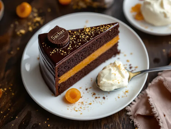 Prăjitură Sacher cu caise și glazură de ciocolată
