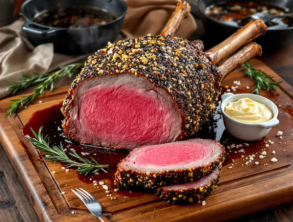 Prime rib la cuptor cu sos au jus și horseradish