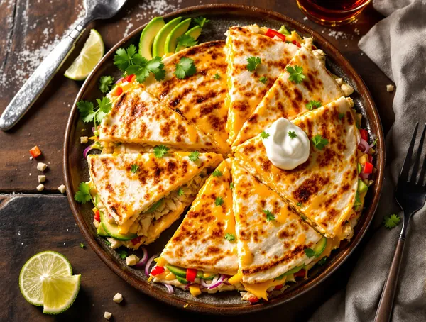 Quesadilla cu pui și avocado