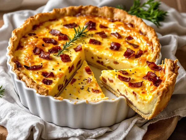Quiche Lorraine cu bacon afumat și gruyère