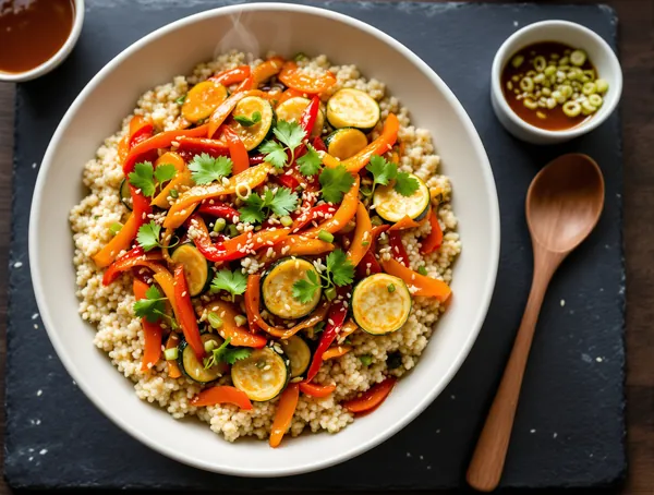 Quinoa cu legume înăbușite și sos de tamarind