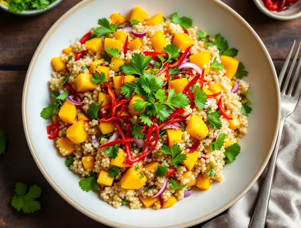Quinoa cu mango și coriandru