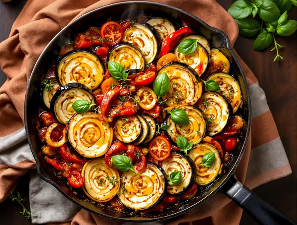 Ratatouille cu vinete, dovlecel și roșii