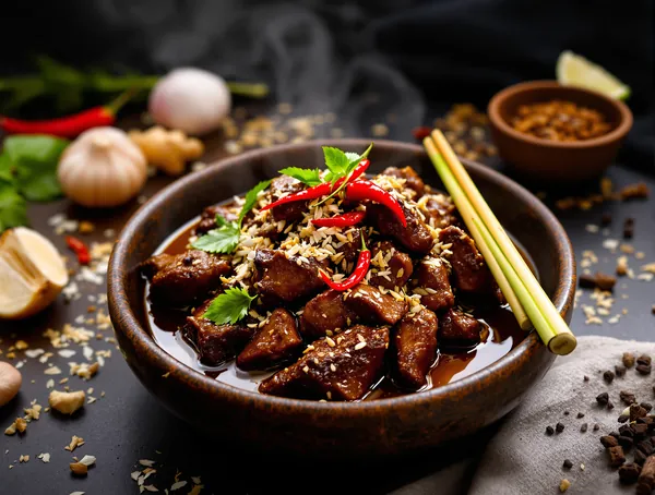 Rendang de vită indonezian cu lapte de cocos