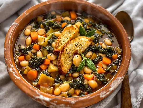 Ribollita toscană cu fasole și pâine