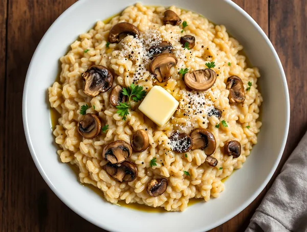 Risotto cu ciuperci porcini și vin alb