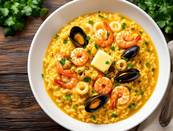 Risotto cu fructe de mare și șofran