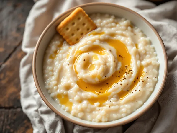 Riz au lait cu vanilie și biscuiți