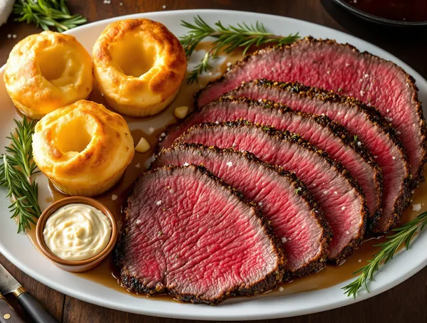 Roastbeef cu sos de hrean și Yorkshire pudding
