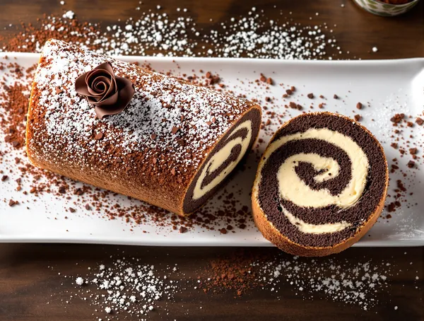 Ruladă cu cacao și cremă de vanilie