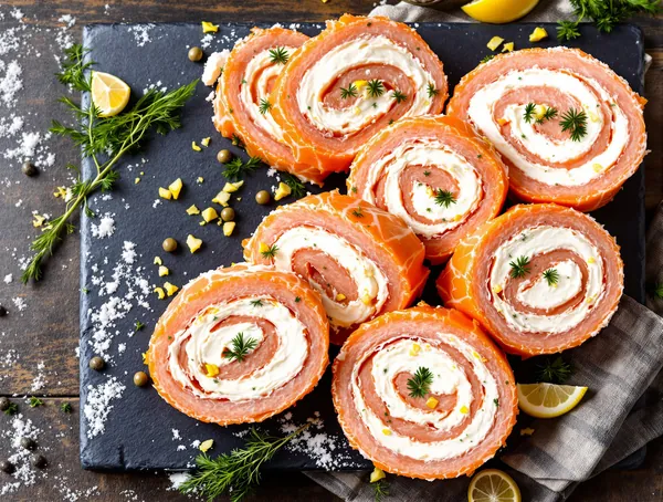 Ruladă de somon cu cream cheese și mărar