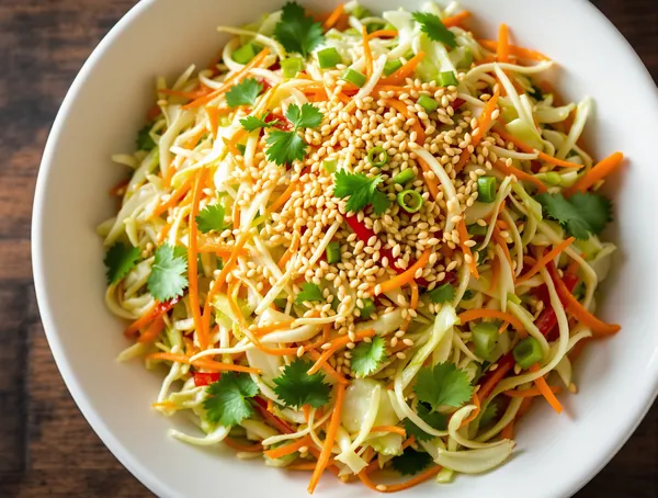Salată asiatică de varză cu oțet de orez și sesam