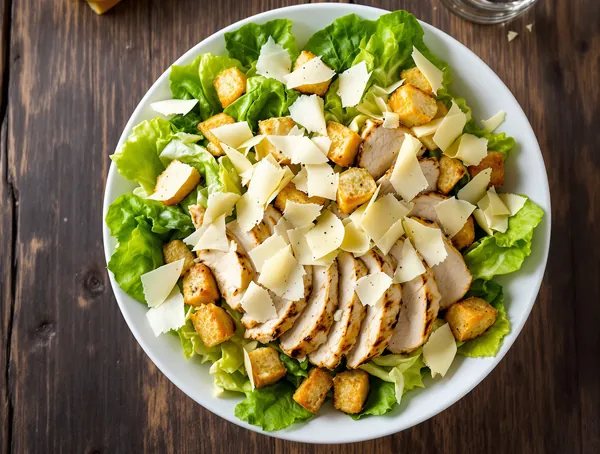 Salată Caesar cu pui la grătar și crutoane