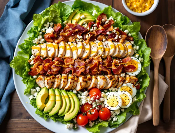 Salată Cobb cu Bacon Afumat și Avocado Cremos