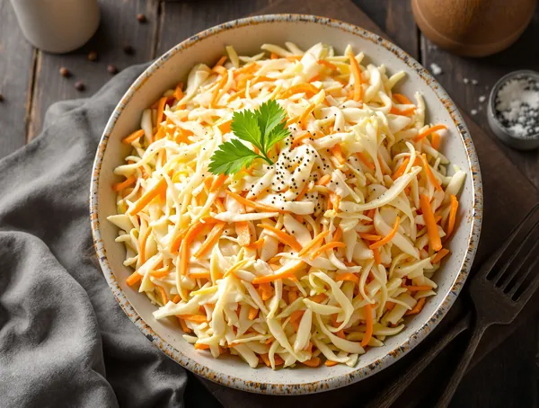 Salată coleslaw clasică cu morcovi și maioneză