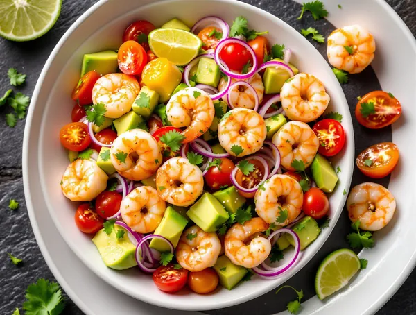 Salată de avocado cu creveți și lime