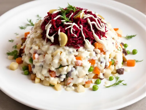 Salată de boeuf cu sfeclă roșie și hrean afumat