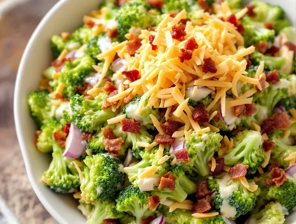 Salată de brocoli cu bacon crocant și cheddar afumat
