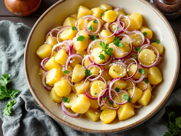 Salată de cartofi cu muștar și ceapă