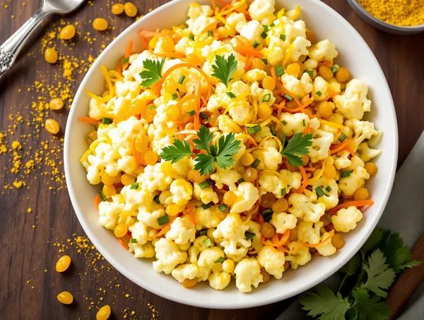 Salată de conopidă crudă cu stafide și curry