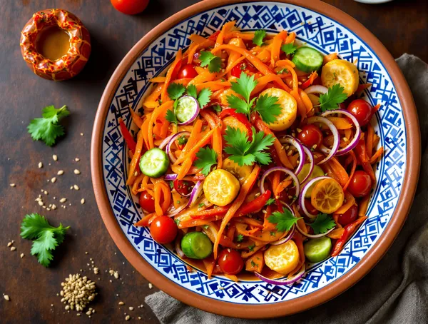 Salată de crudități marocane cu harissa și lămâie murată