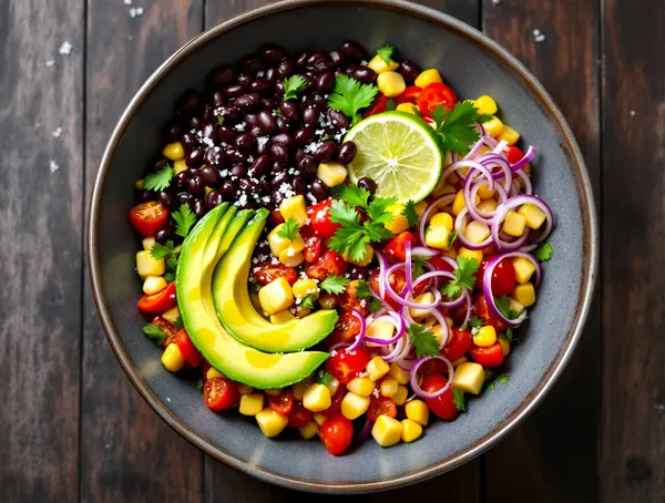 Salată de fasole neagră cu porumb și lime