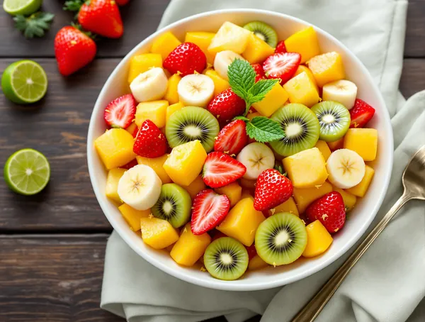 Salată de fructe tropicale cu mango și ananas