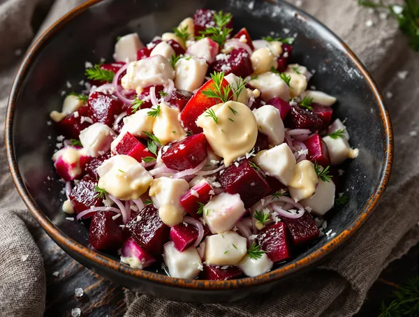 Salată de hering cu sfeclă și hrean