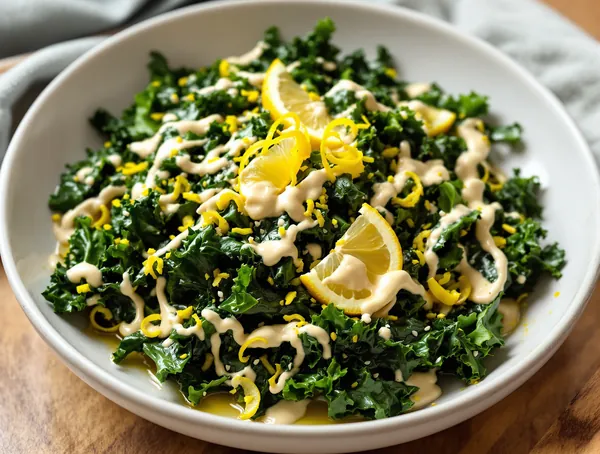 Salată de kale cu tahini și lămâie