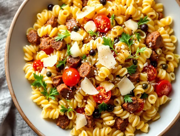 Salată de paste cu cârnați italieni și fenicul