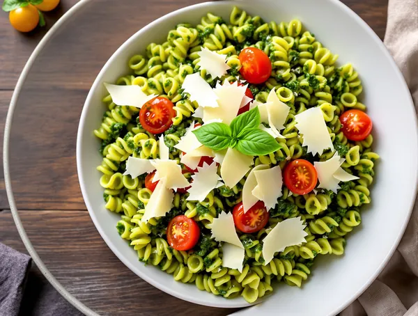 Salată de paste cu pesto și roșii cherry