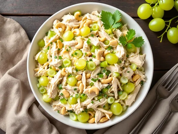 Salată de pui cu struguri verzi și nuci caju