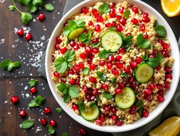 Salată de quinoa cu rodie și mentă proaspătă