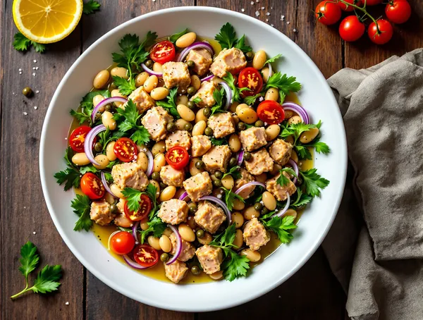 Salată de ton cu fasole cannellini și rucola