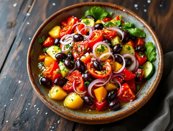 Salată grecească de post fără brânză cu măsline kalamata
