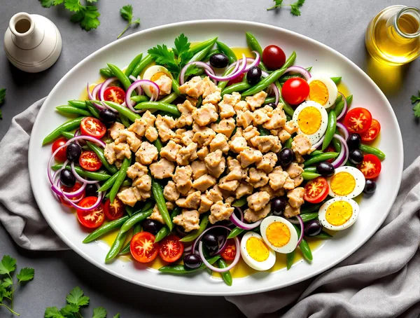 Salată mediteraneană de ton cu fasole verde și ouă