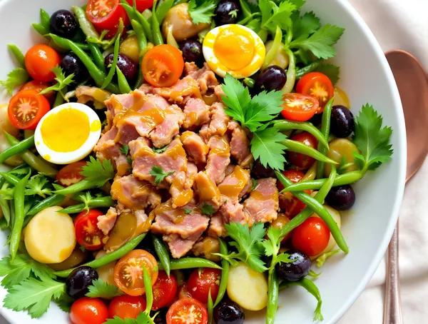 Salată Niçoise cu ton și ouă fierte