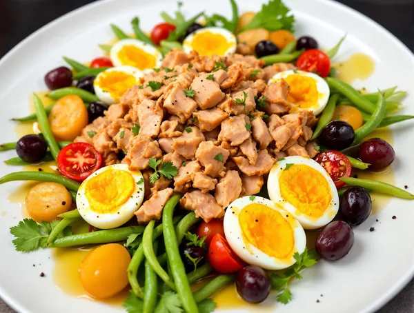 Salată Niçoise cu Ton și Ouă Fierte
