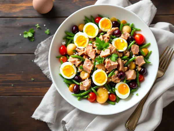 Salată Niçoise cu ton și ouă fierte