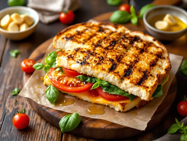 Sandviș cu halloumi prăjit și roșii