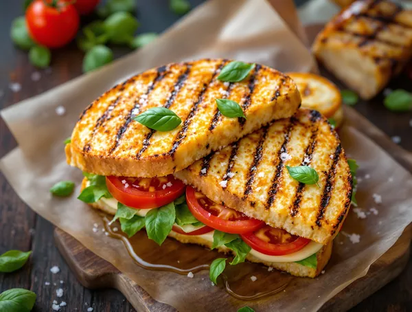 Sandviș cu halloumi prăjit și roșii