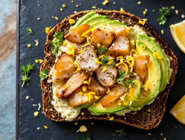 Sandviș cu macrou afumat, avocado și lemon aioli