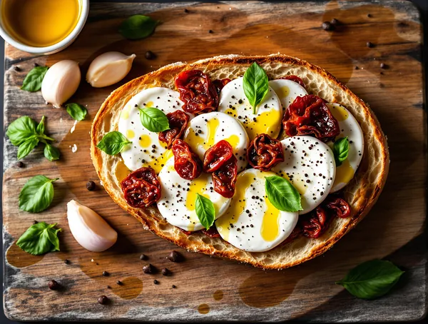Sandviș cu mozzarella și roșii uscate