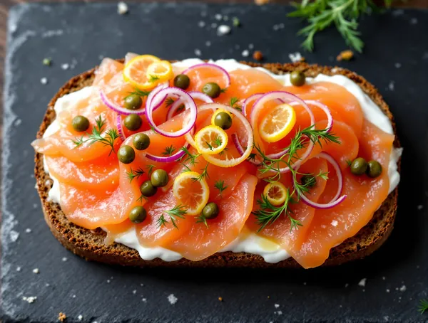 Sandviș cu somon afumat și cream cheese