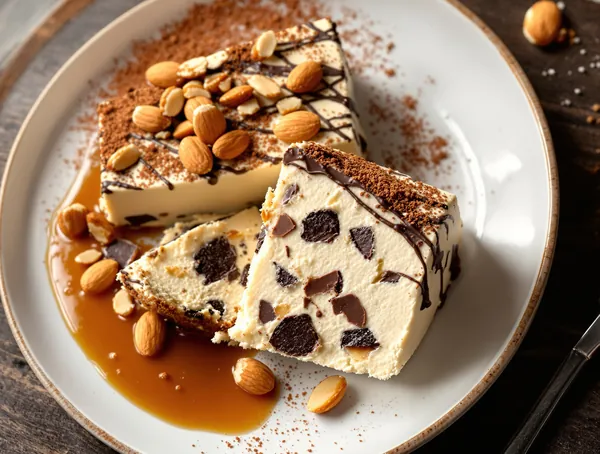 Semifreddo cu amaretto, migdale și ciocolată amăruie
