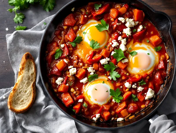 Shakshuka cu ardei copți și feta