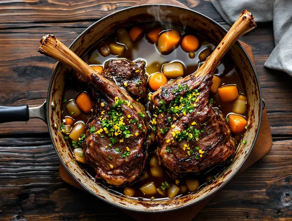 Slow-cooked lamb shanks cu gremolata
