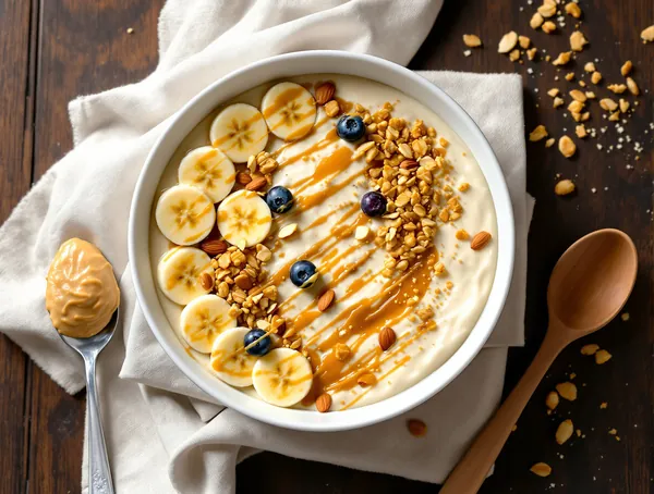 Smoothie Bowl cu Banane și Unt de Migdale
