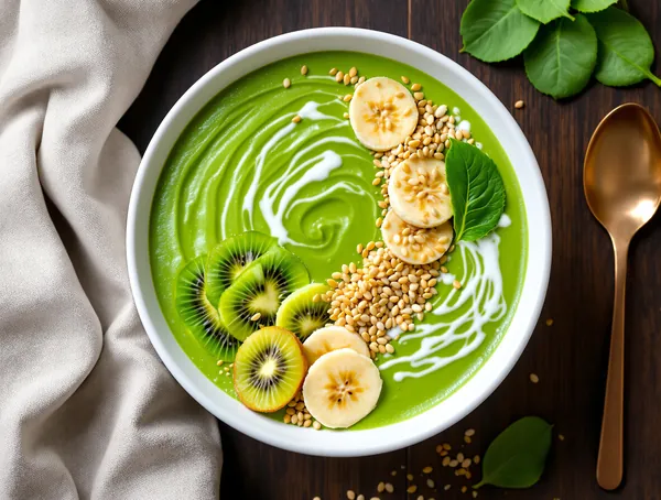Smoothie Bowl cu Kiwi și Semințe de In