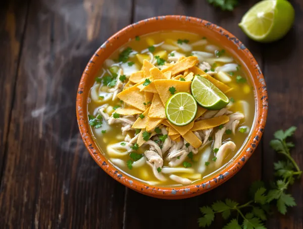 Sopa de Lima cu Pui și Tortillas Prăjite